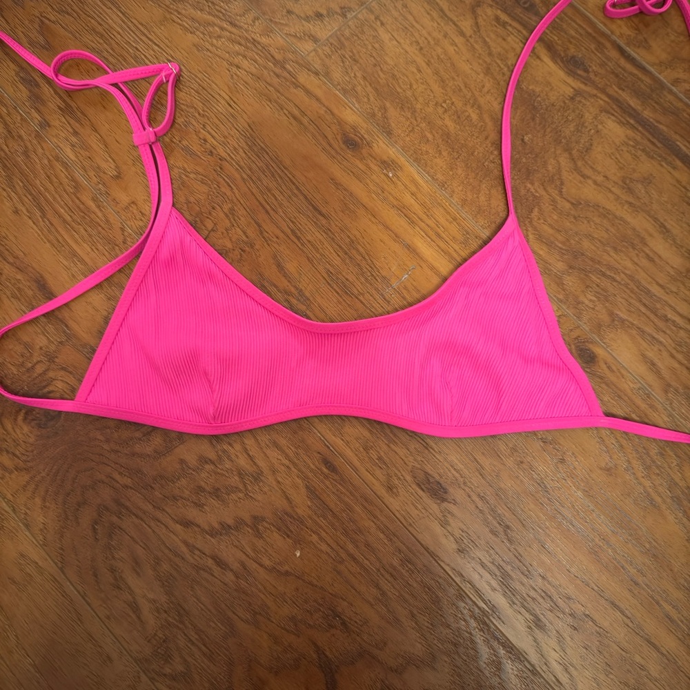 Vibrant Pink Triangle Bikini Top